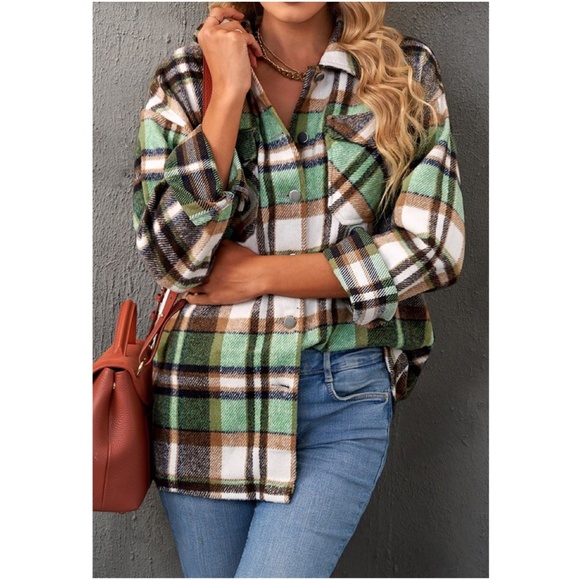 BellanBlue Jackets & Blazers - Cozy Plaid Button up Pocket Jacket Shacket